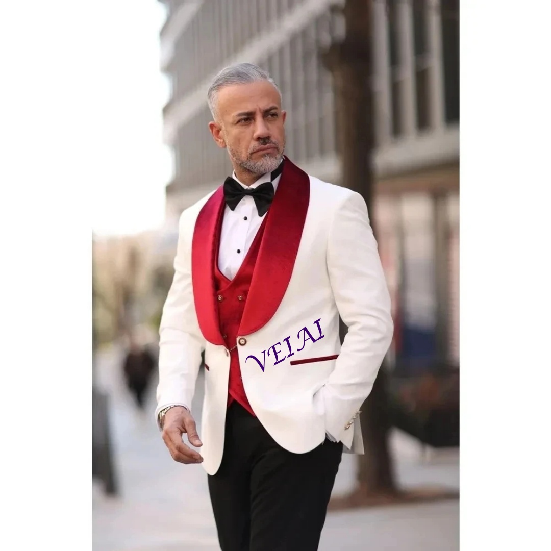 Men'S Formal Wear For A Wedding - CustomizedMen Wedding Tuxedos Red Velvet Vest