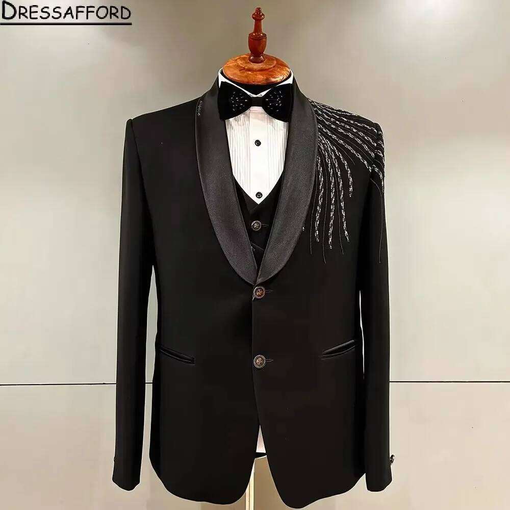 Men'S Formal Wear No Suit - Crystal Beading Groom Wedding Tuxedos 2