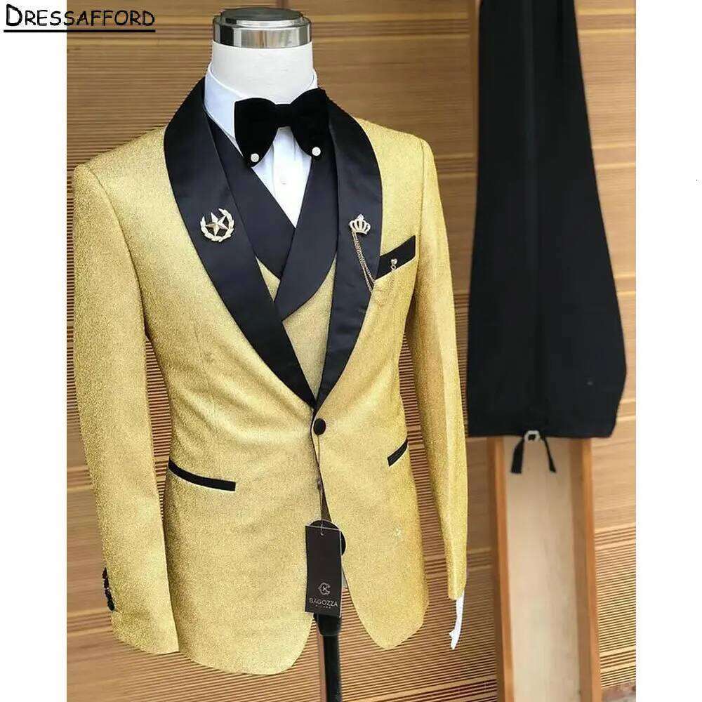Men'S Formal Wear No Suit - Gold Crystal Men Business Formal Ocn