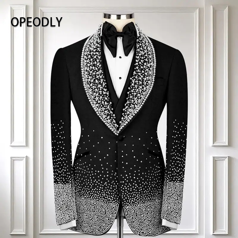 Formal Wear Jersey For Men - OPEODLY Men s Black Tuxedo Suit