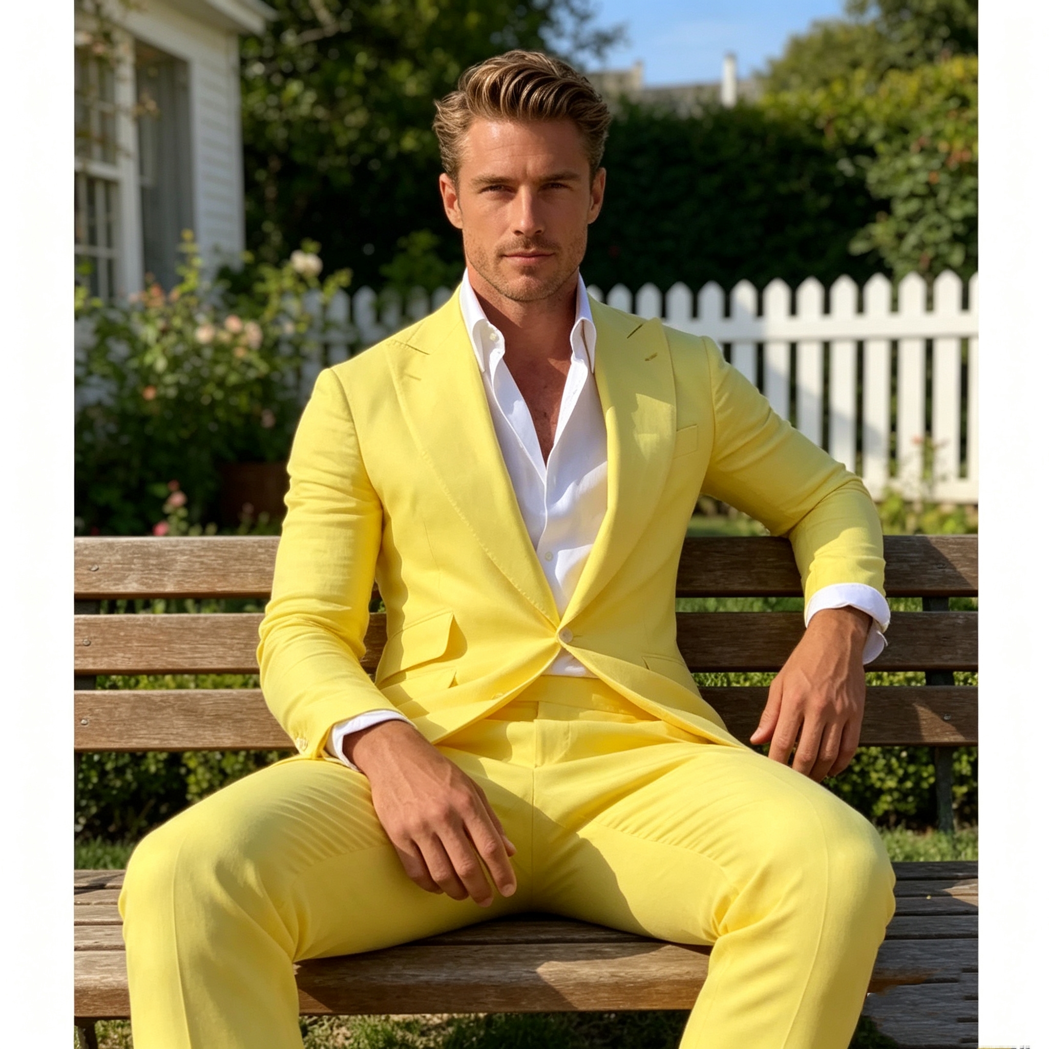 Slim Fit Yellow Men's 2-Piece  - Men'S Formal Wear For A Wedding ulasan dan harga