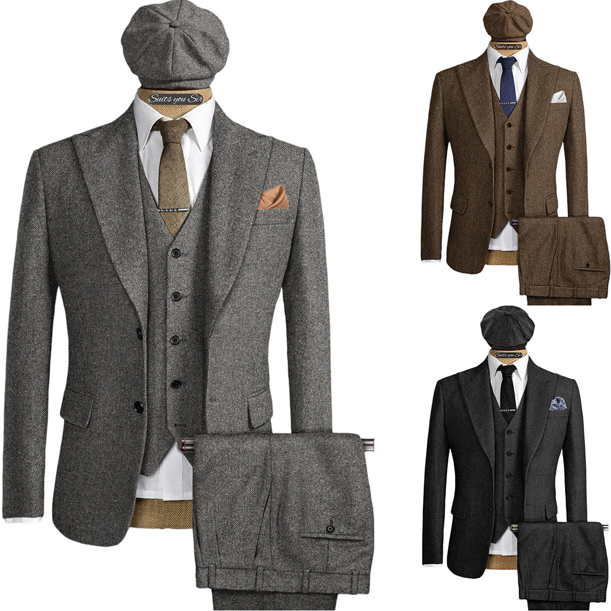 Mens Herringbone Suits 3 Piece - Men'S Formal Wear No Suit ulasan dan harga