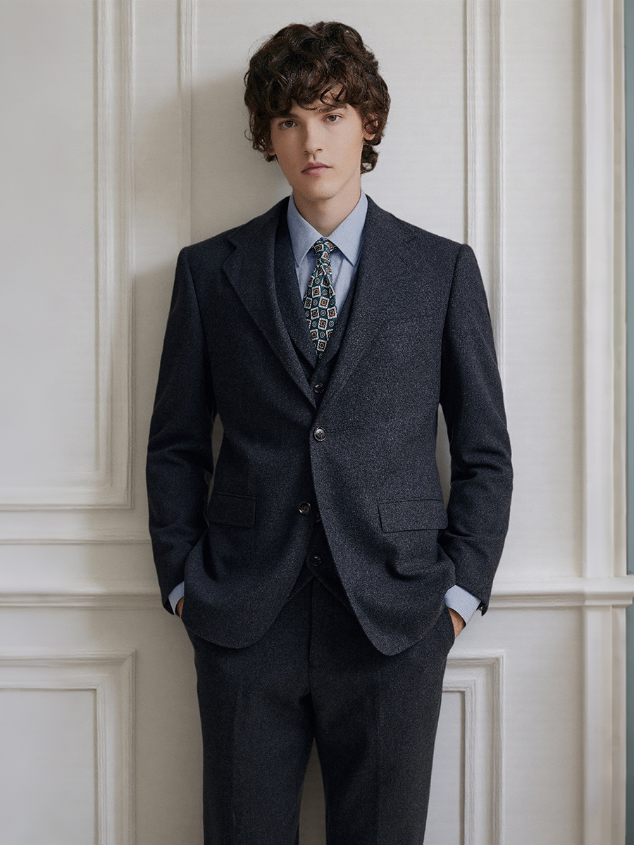 Premium Grey 55% Wool Men's Su - Men'S Formal Wear Attire ulasan dan harga