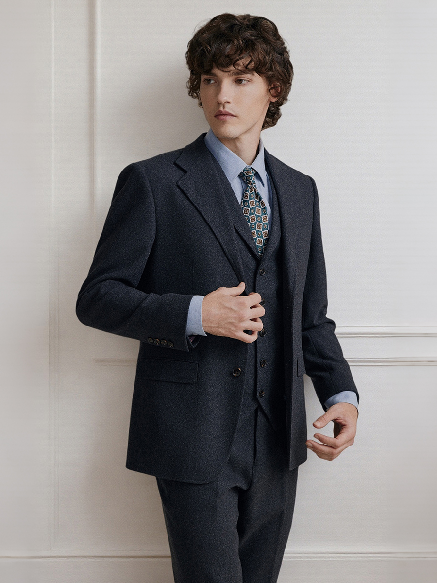 Premium Grey 55% Wool Men's Su - Men'S Formal Wear Attire ulasan dan harga