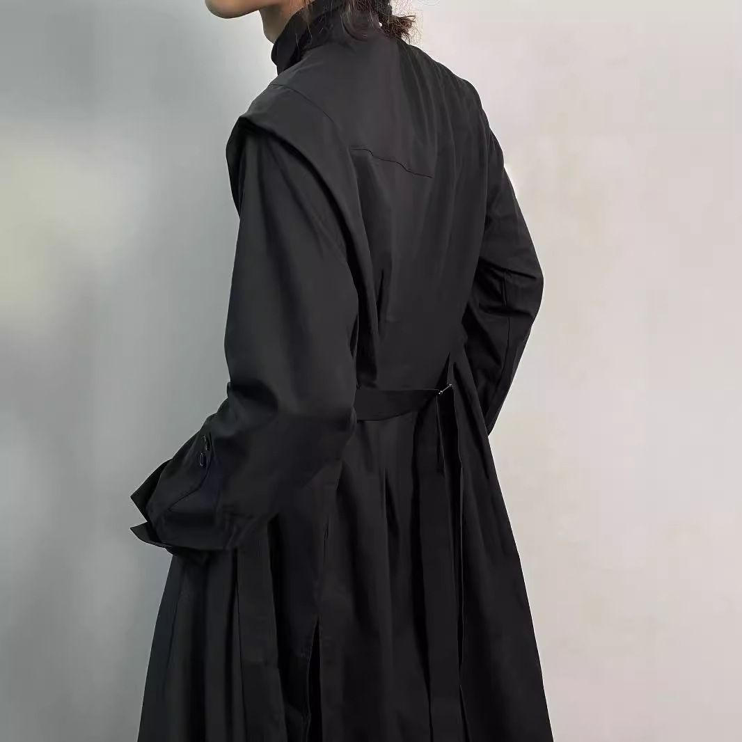 Y2K Gothic Trench Coat Men Dar - Men'S Formal Wear Belt ulasan dan harga