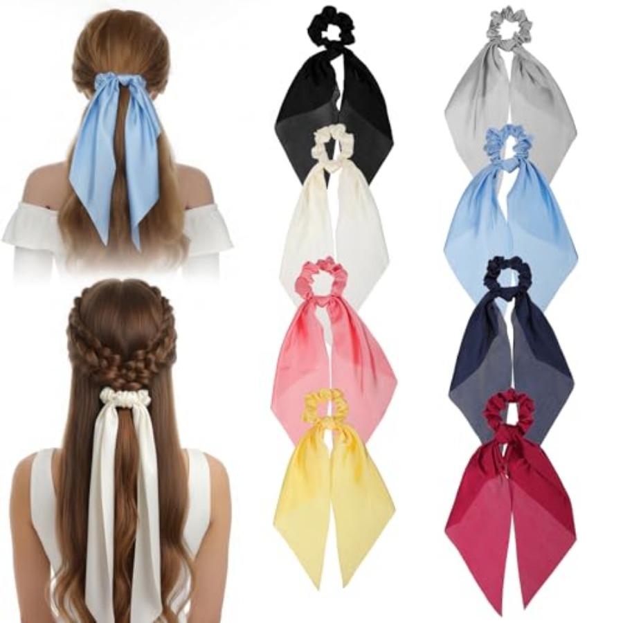 8 PCS Bow Hair Scrunchies for  - Satin Bow Tie ulasan dan harga