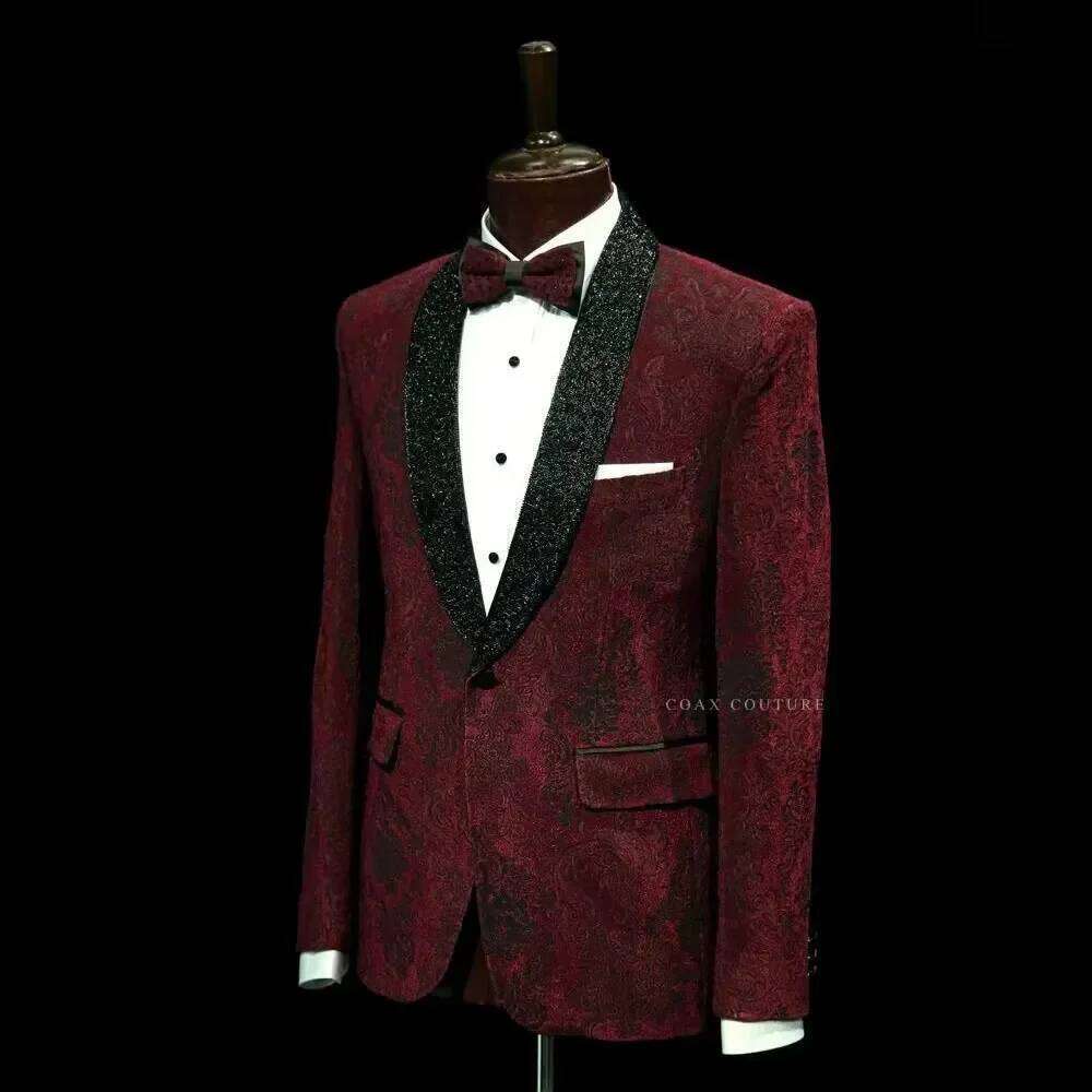 Dark Red Formal Men Suits Jacq - Men'S Formal Wear No Suit ulasan dan harga