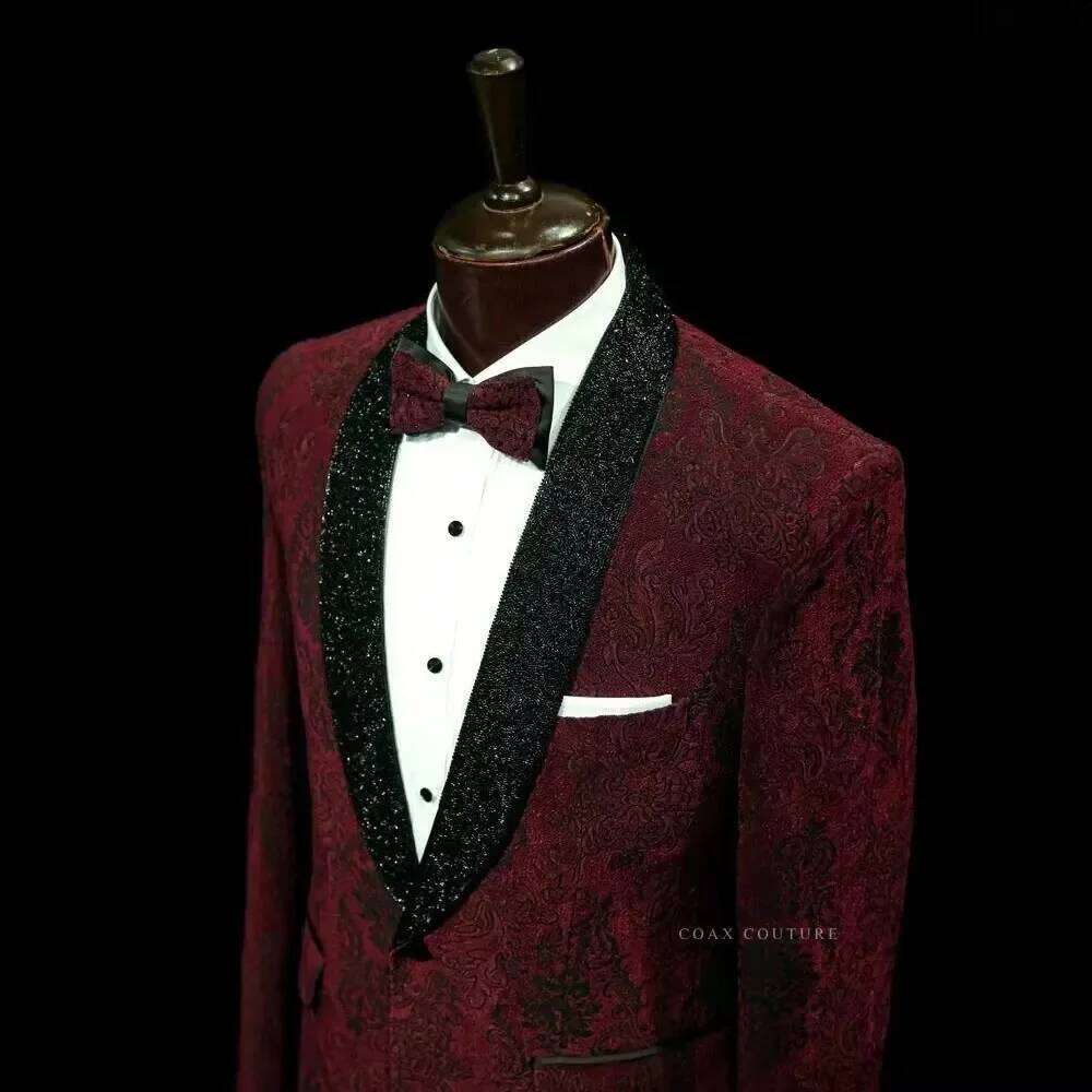 Dark Red Formal Men Suits Jacq - Men'S Formal Wear No Suit ulasan dan harga