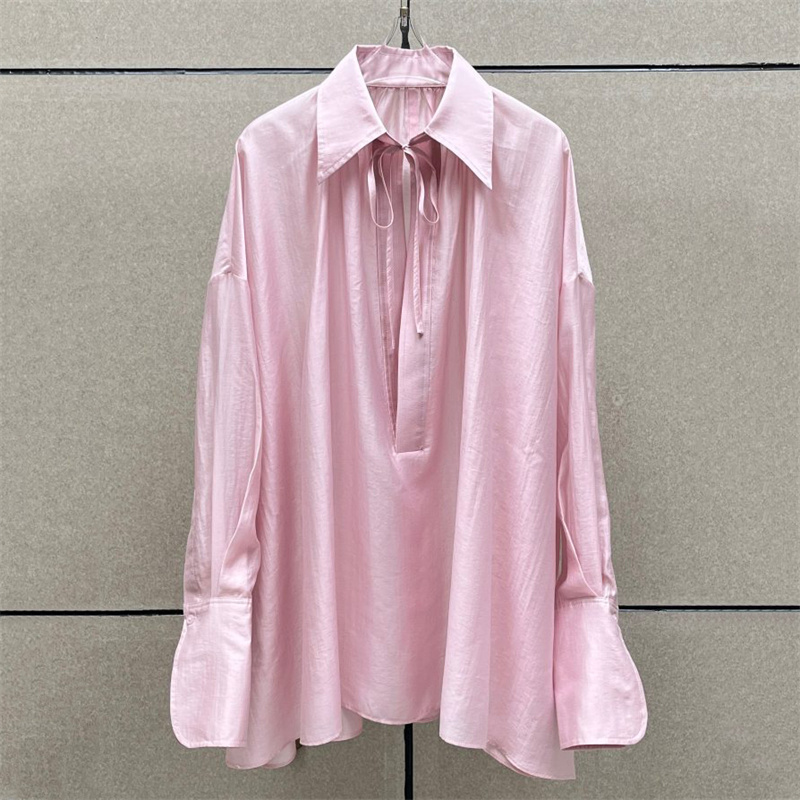 Women's shirt 2026 summer new  - Satin Bow Tie ulasan dan harga