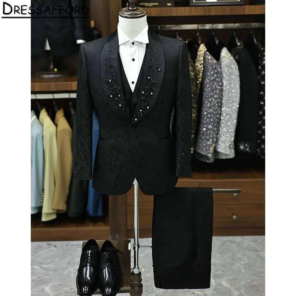 Black Jacquard Groom Wear Bead - Men'S Formal Wear No Suit ulasan dan harga
