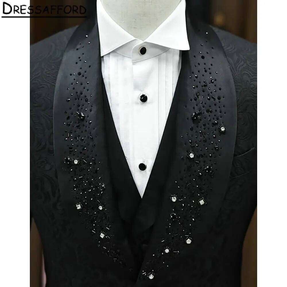 Black Jacquard Groom Wear Bead - Men'S Formal Wear No Suit ulasan dan harga