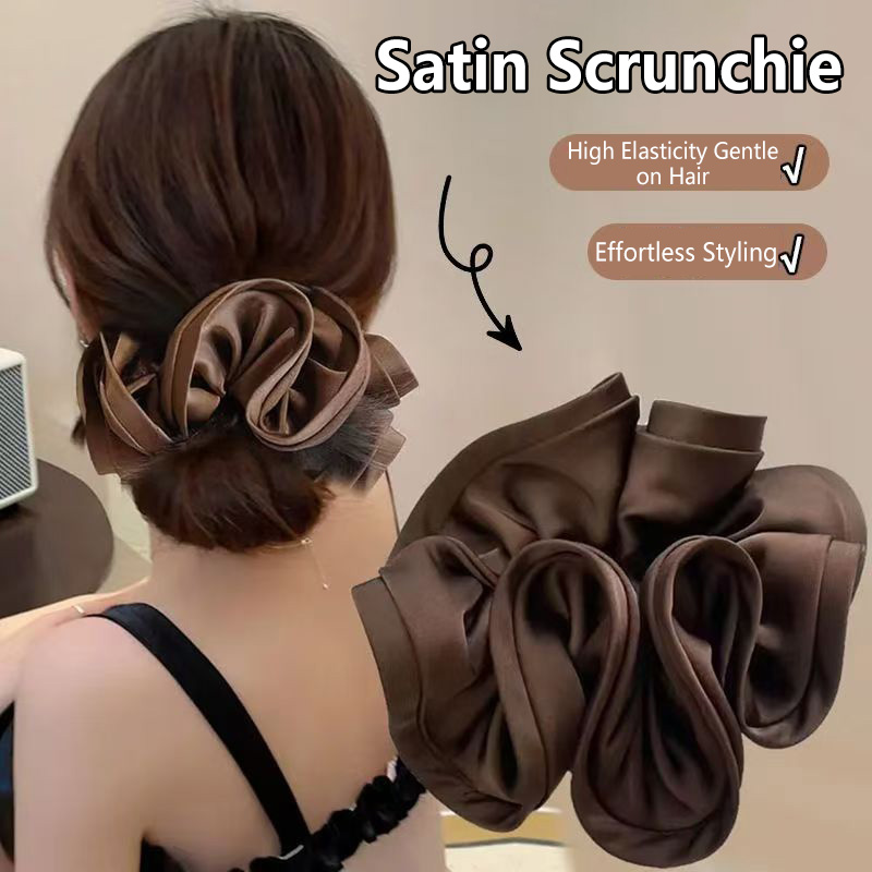 16CM Korean Satin Scrunchies E - Satin Bow Tie ulasan dan harga