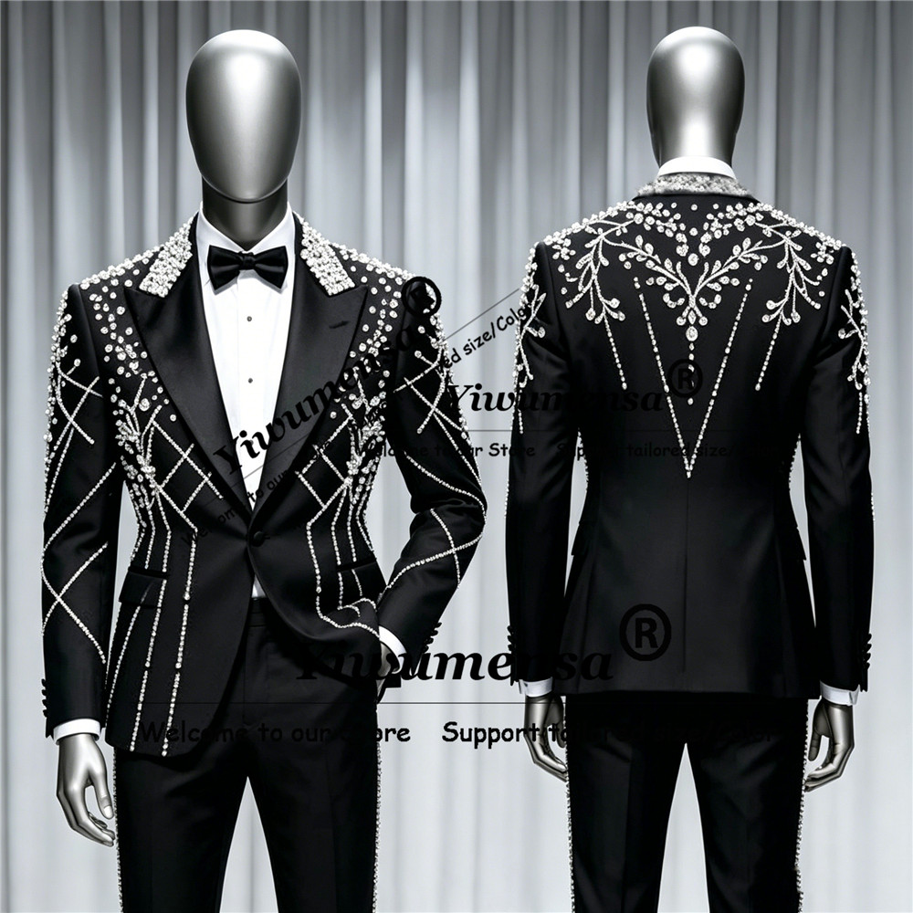Male Fashion Diamond Beaded Su - Men'S Formal Wear Attire ulasan dan harga