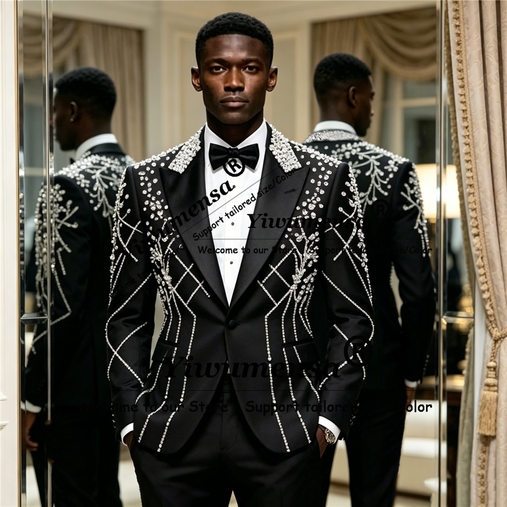 Male Fashion Diamond Beaded Su - Men'S Formal Wear Attire ulasan dan harga