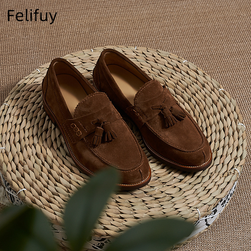 New Brown Men Flat Loafers Cow - Men'S Formal Wear For A Wedding ulasan dan harga