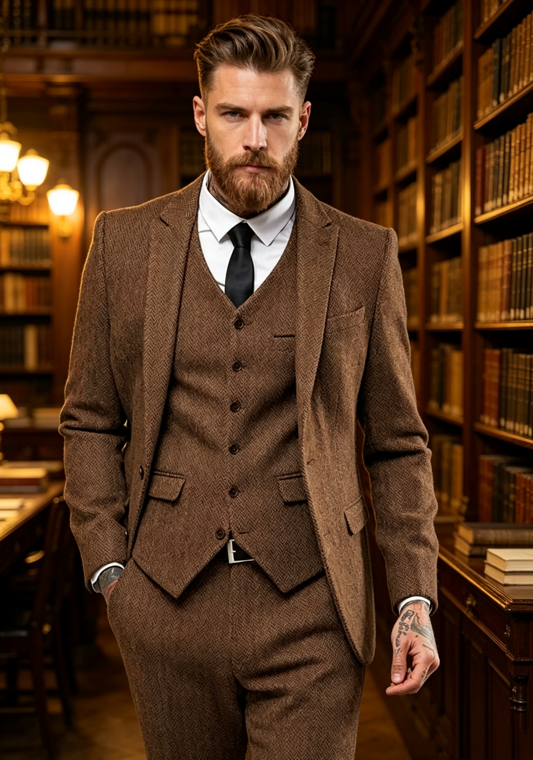Dark Brown Wool Tweed Winter S - Young Men Formal Wear ulasan dan harga