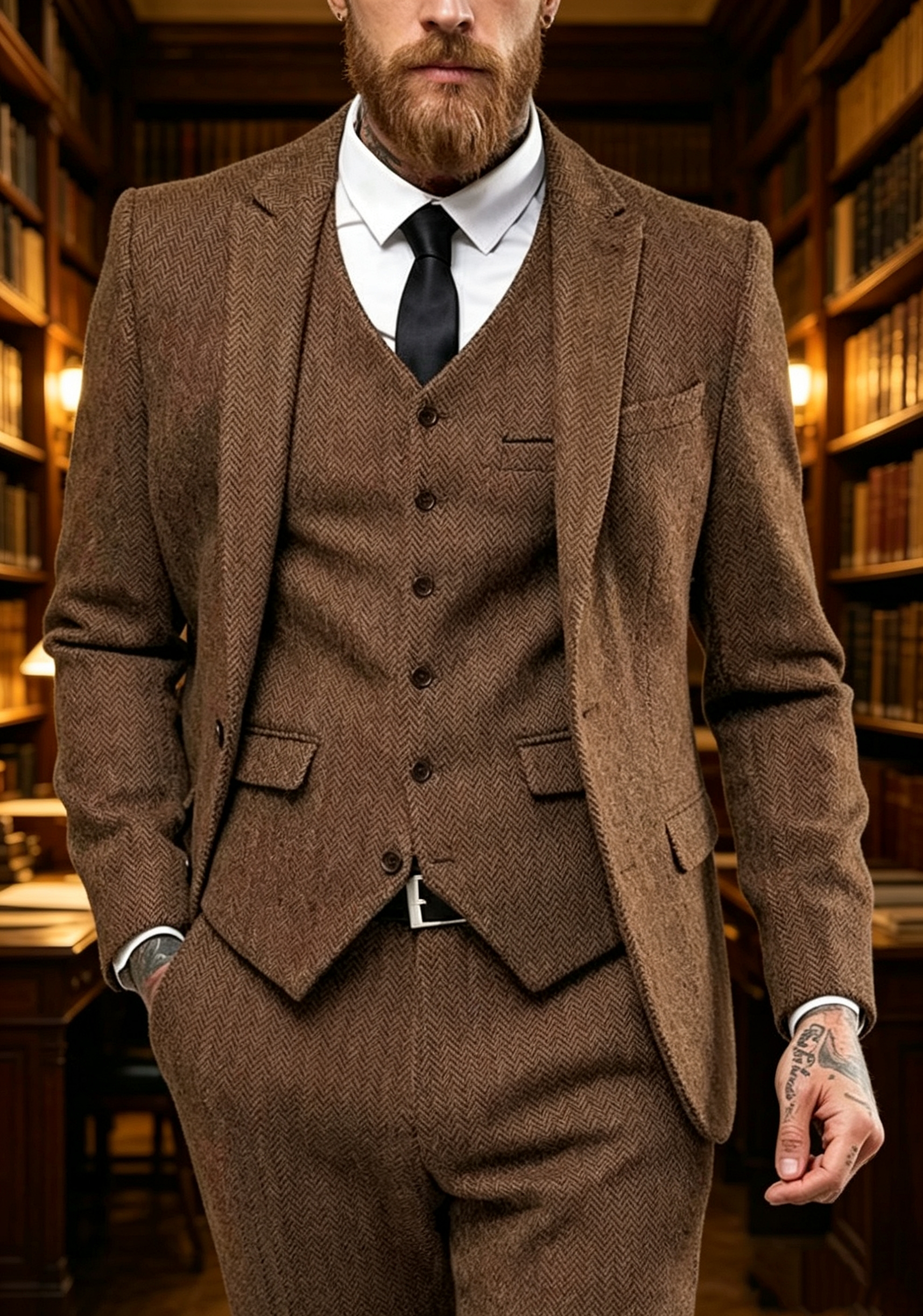 Dark Brown Wool Tweed Winter S - Young Men Formal Wear ulasan dan harga