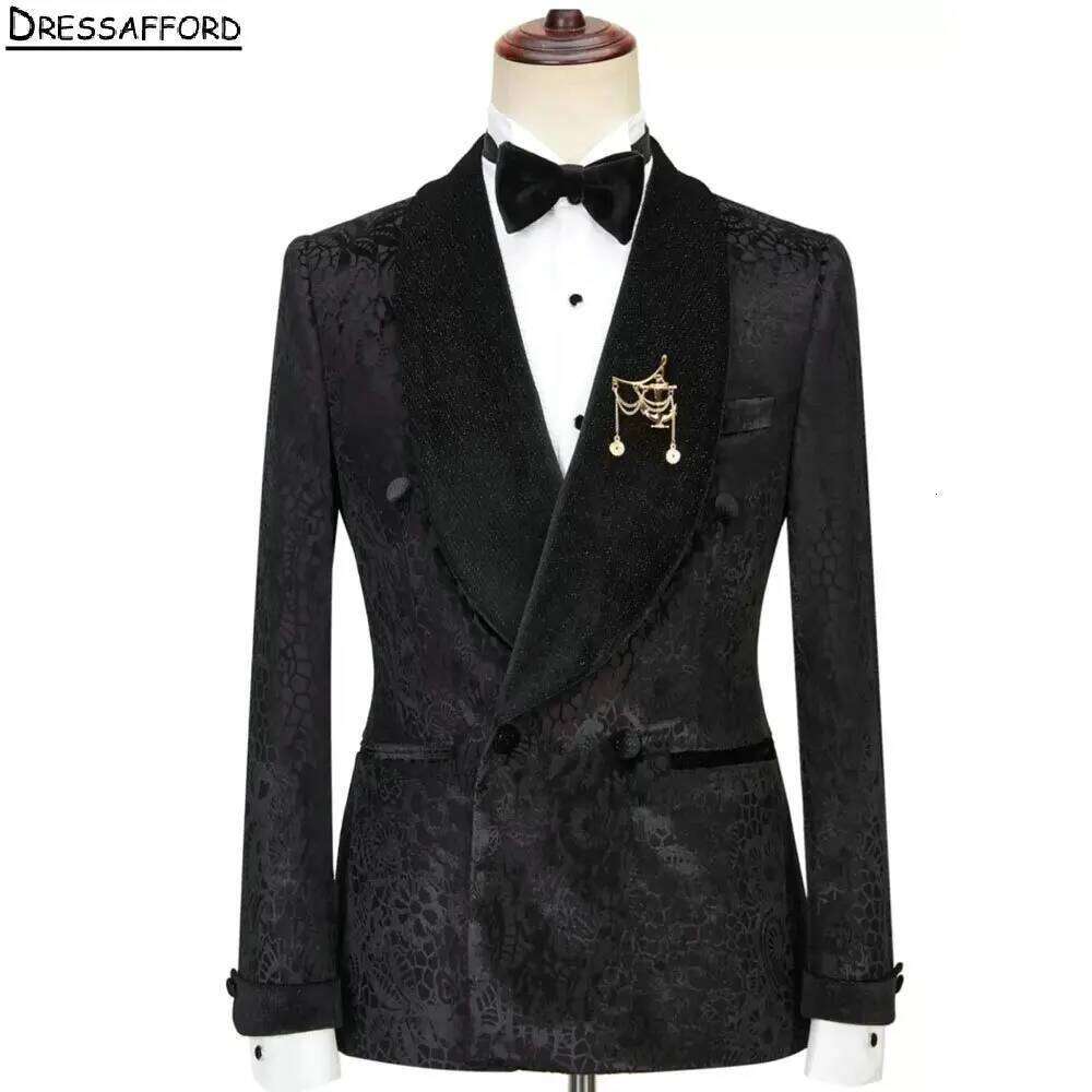 Black Formal Jacquard Men Busi - Men'S Formal Wear No Suit ulasan dan harga