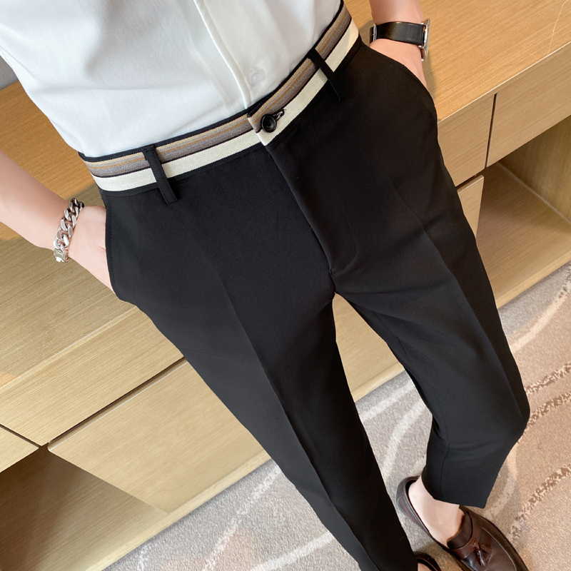 Fashion Waist Stripes Suit Pan - Young Men Formal Wear ulasan dan harga