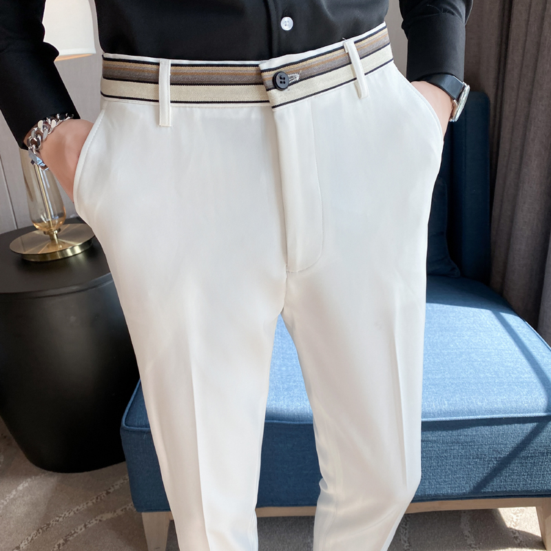 Fashion Waist Stripes Suit Pan - Young Men Formal Wear ulasan dan harga