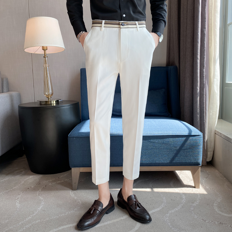 Fashion Waist Stripes Suit Pan - Young Men Formal Wear ulasan dan harga