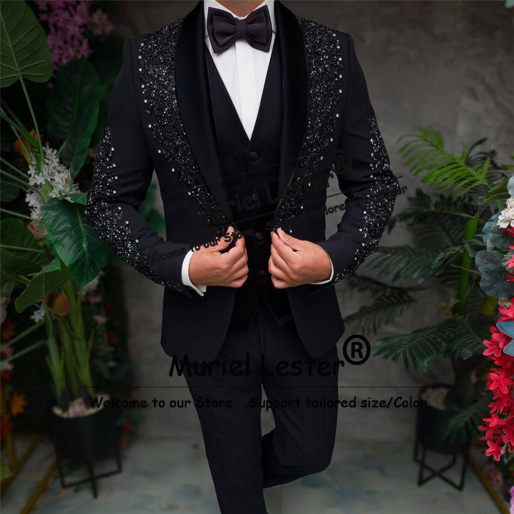 Sparkly Crystals Beaded Suits  - Men'S Formal Wear Attire ulasan dan harga