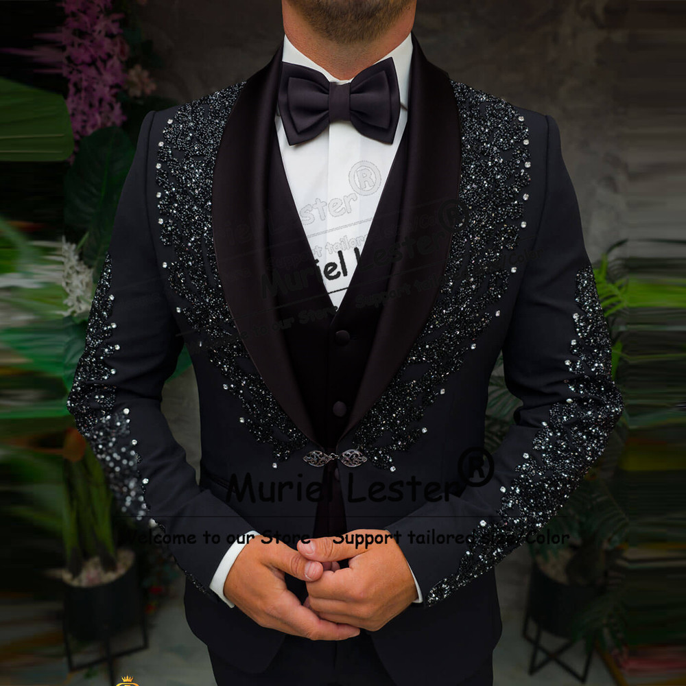 Sparkly Crystals Beaded Suits  - Men'S Formal Wear Attire ulasan dan harga