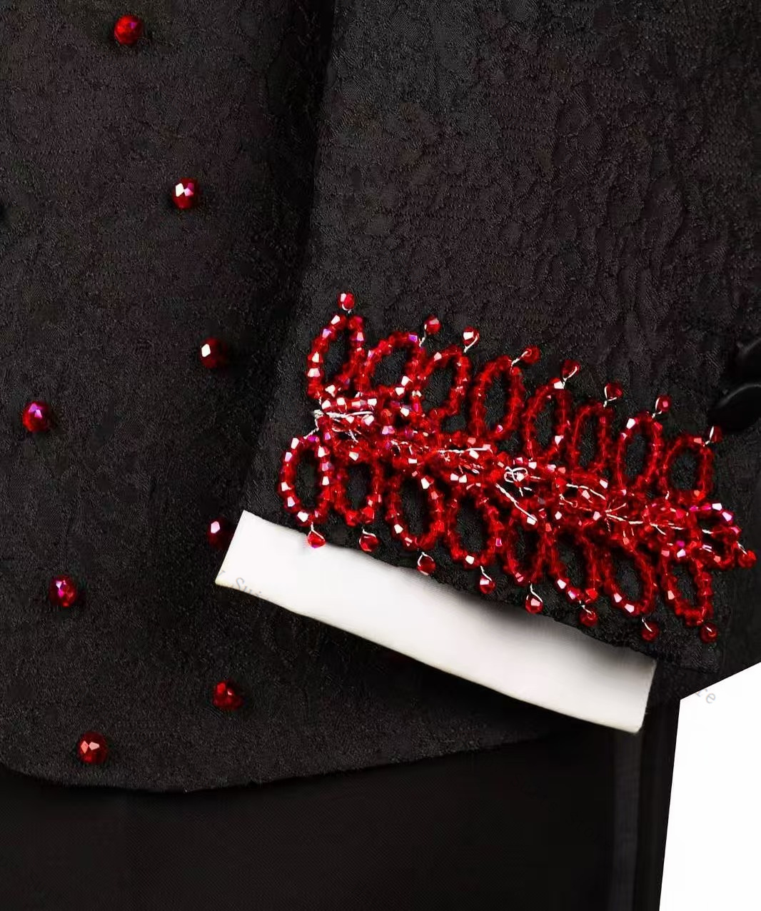 Red Crystals Men Suit Set 2 Pc - Formal Wear Jersey For Men ulasan dan harga