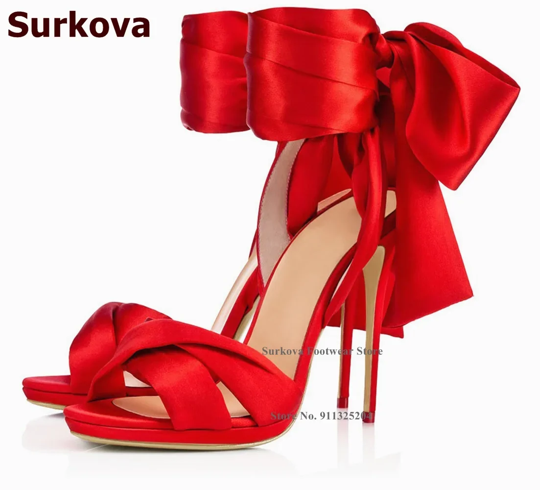 Surkova Hot Red Satin Fabric B - Satin Bow Tie ulasan dan harga