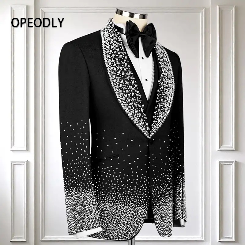 OPEODLY Men s Black Tuxedo Sui - Formal Wear Jersey For Men ulasan dan harga