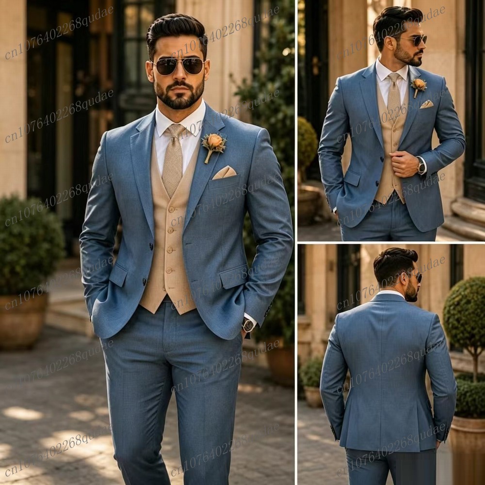 Blue And Beige Formal Men Suit - Formal Wear Jersey For Men ulasan dan harga